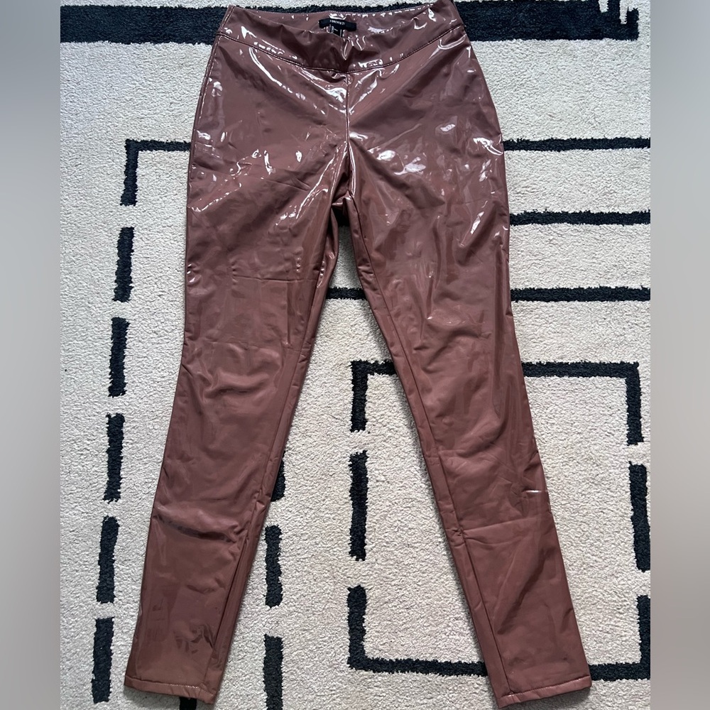 Forever 21 Glossy Brown Skinny Pants